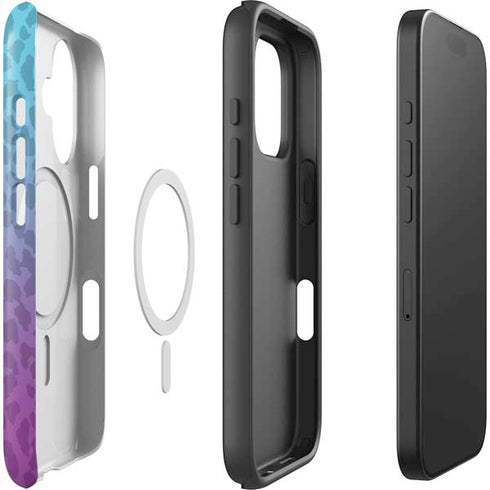 Cheetah Print Purple and Blue iPhone 16 Magsafe Impact Case